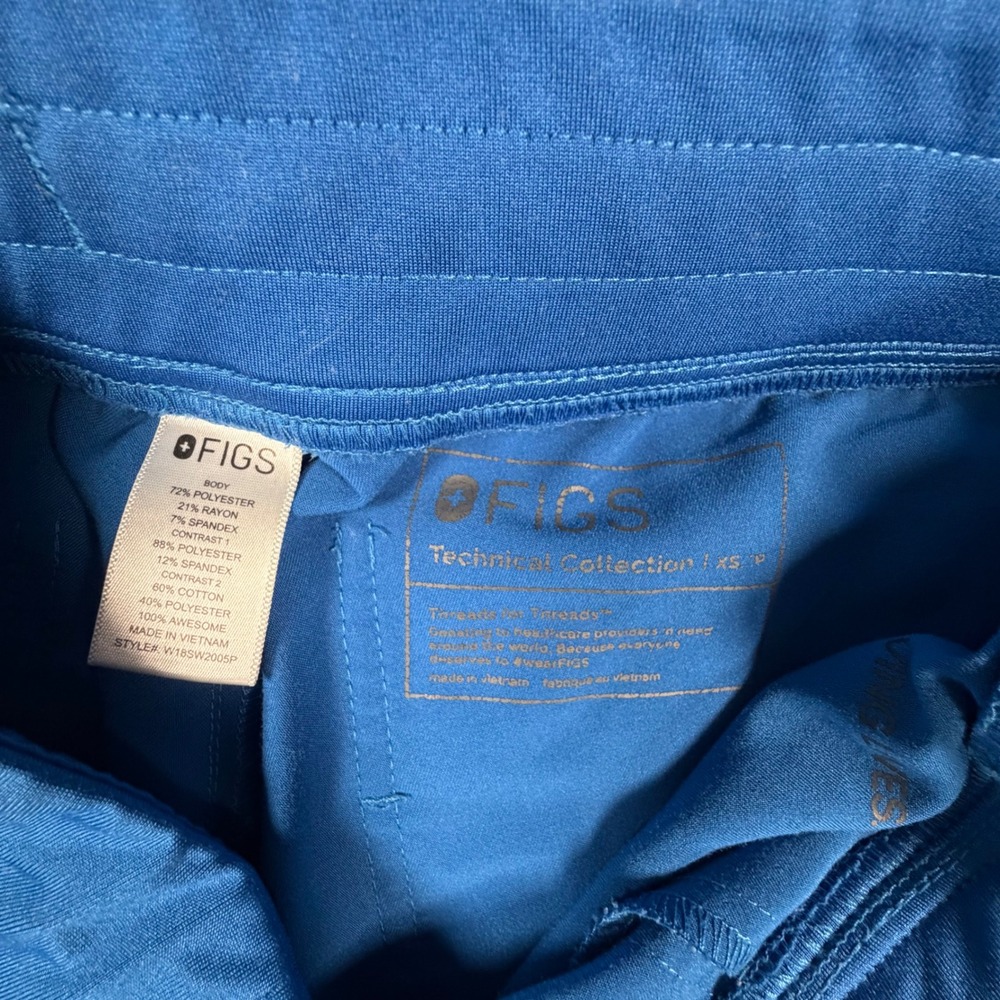 FIGS Women XS Royal Blue Scrub Set V-Neck Top & Jogger Pants Technical 0476 - Picture 11 of 12